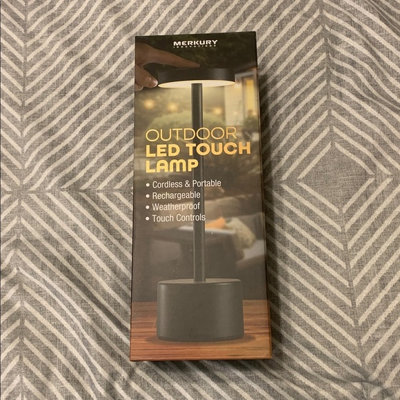 MERKURY INNOVATIONS 10.5"  Flat Top Outdoor Touch Metal Table Lamp in Black - Picture 3 of 5